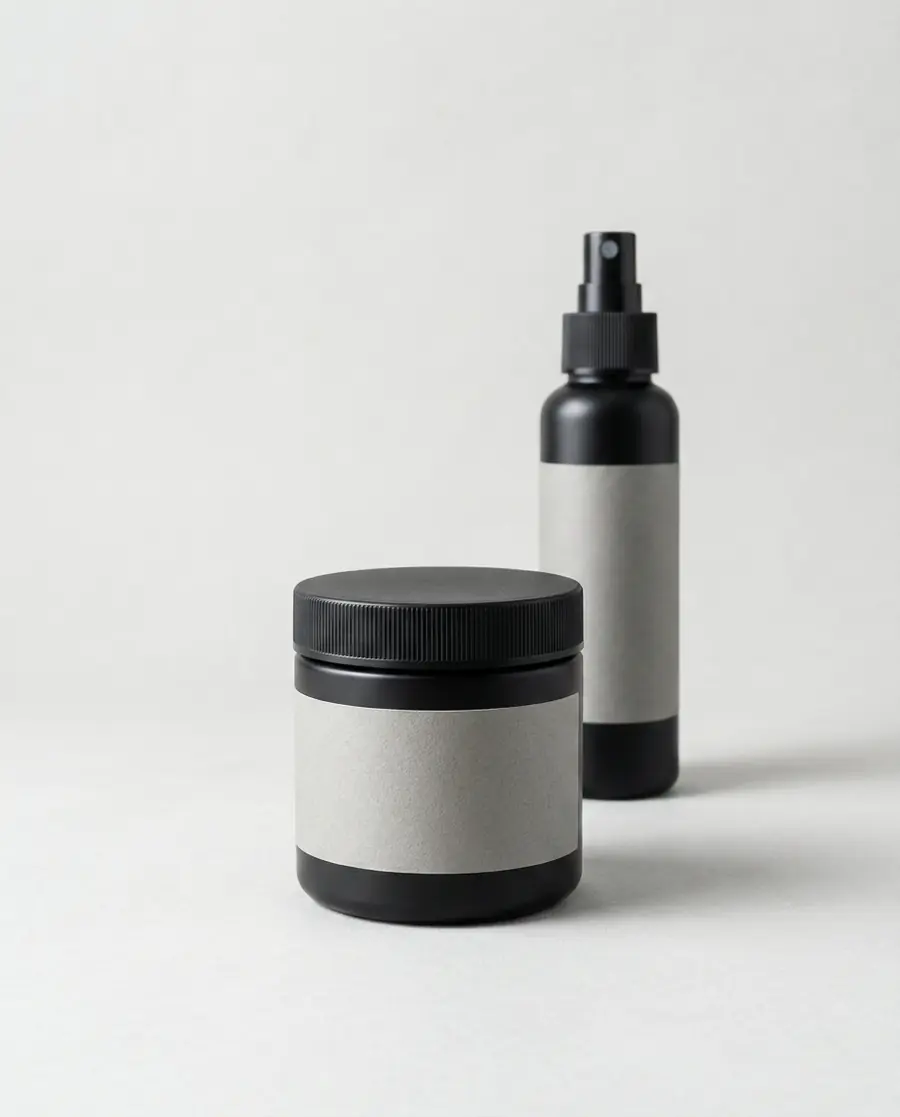 NoonProof Styling Powder standing in front of the Sea Salt Spray bottle on a light backdrop.