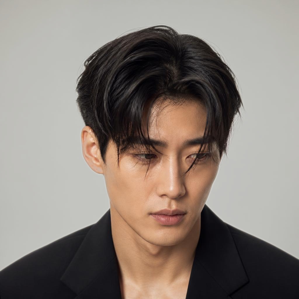Man whose styled hair is dropping forward and losing its shape