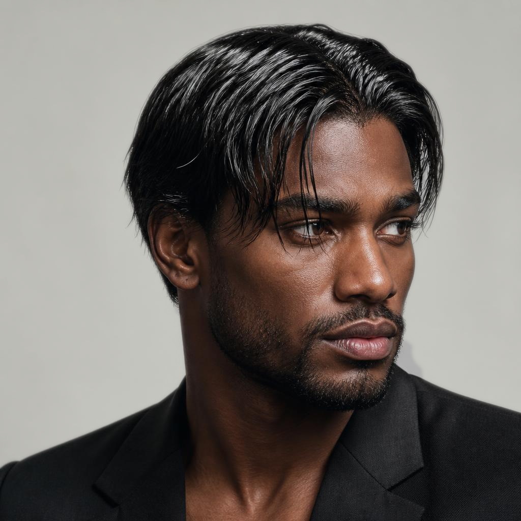 Man with hair looking oily and heavy at the roots
