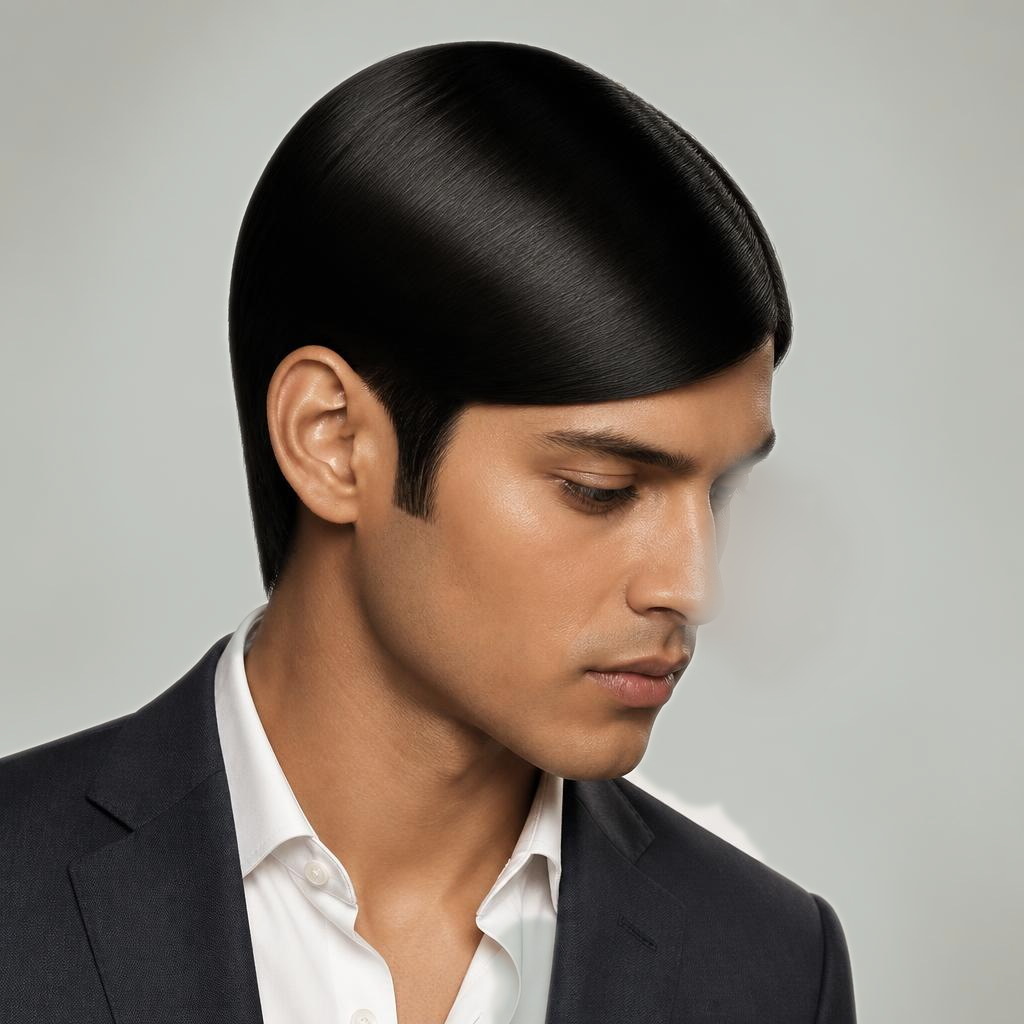 Man with very smooth, sleek hair lacking texture and separation