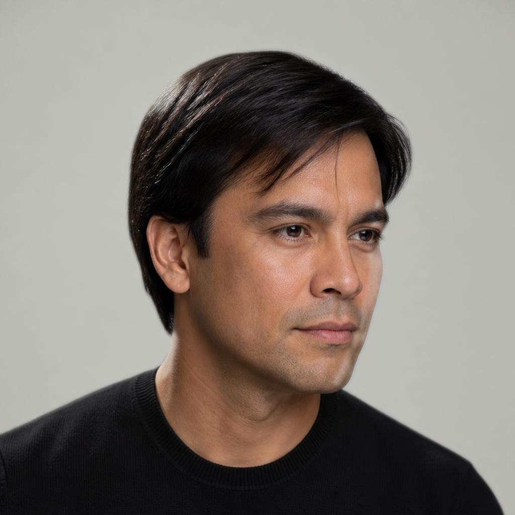 Man with fine hair lacking visible fullness and body