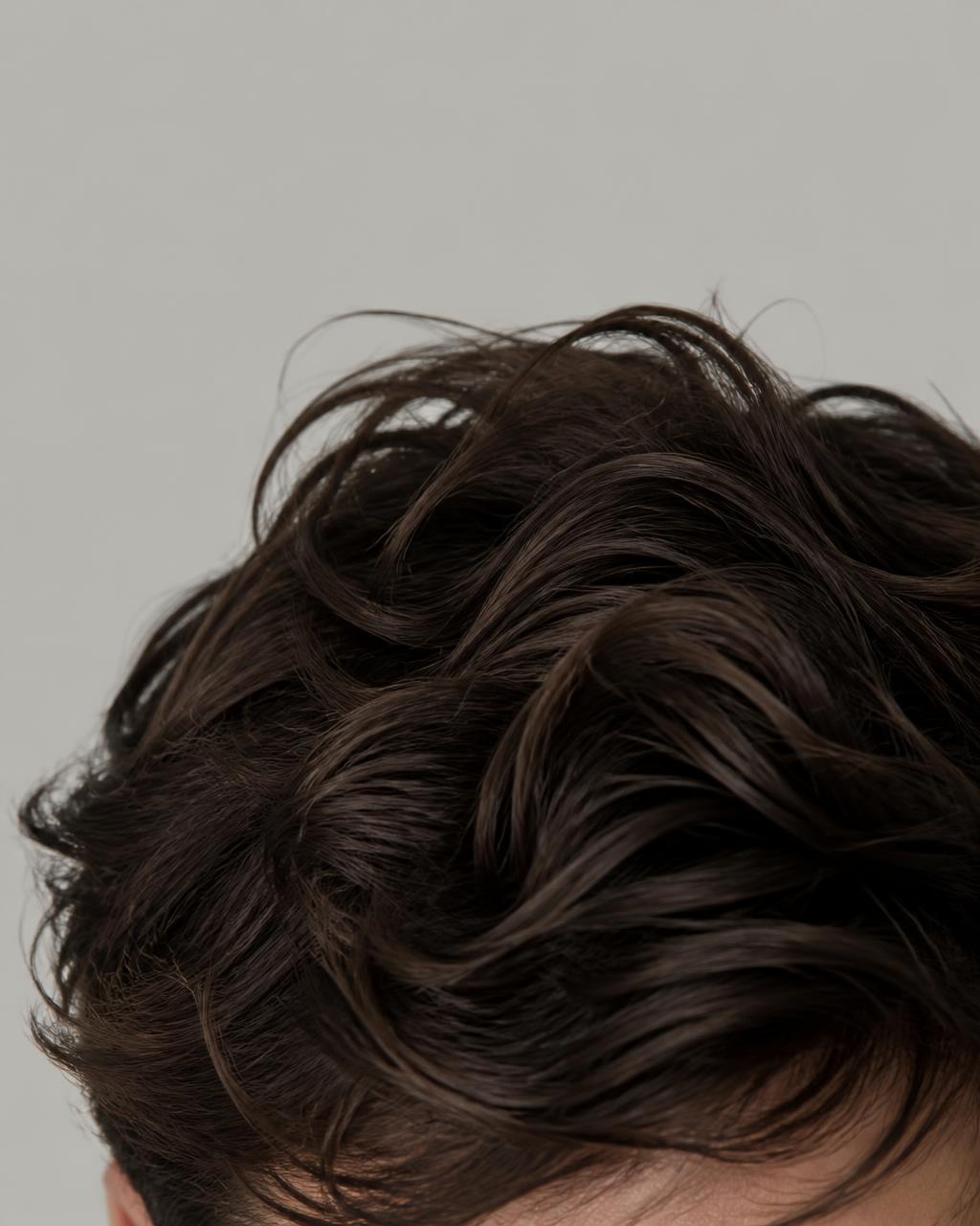 Close crop of wavy hair texture