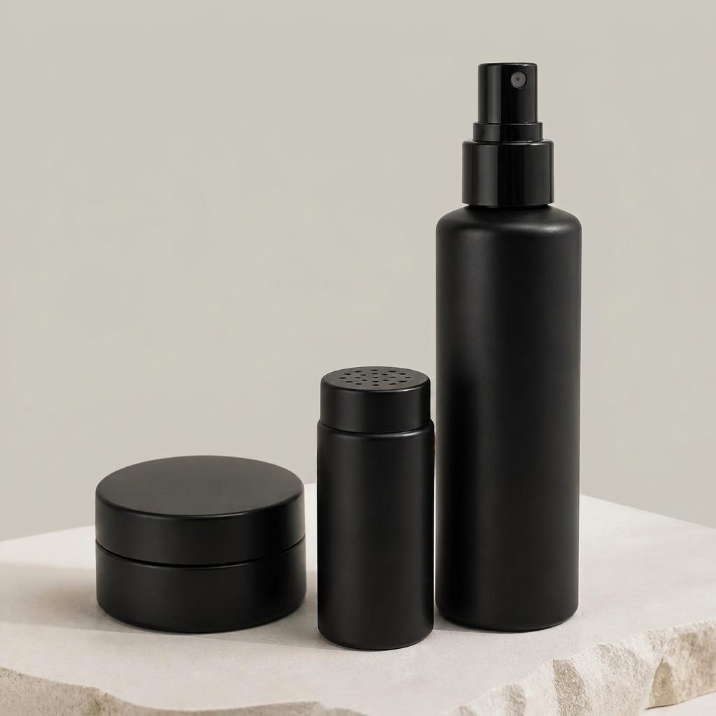 Styling clay, hair powder and sea salt spray side by side
