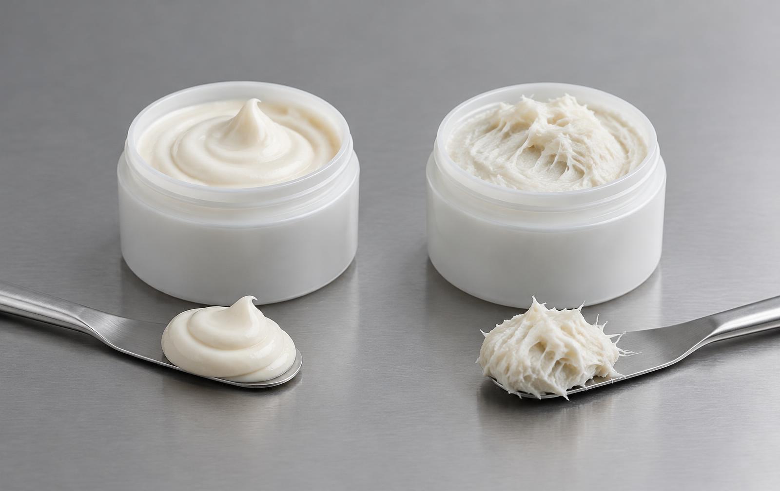 Illustration of smooth and textured styling pastes in unbranded jars
