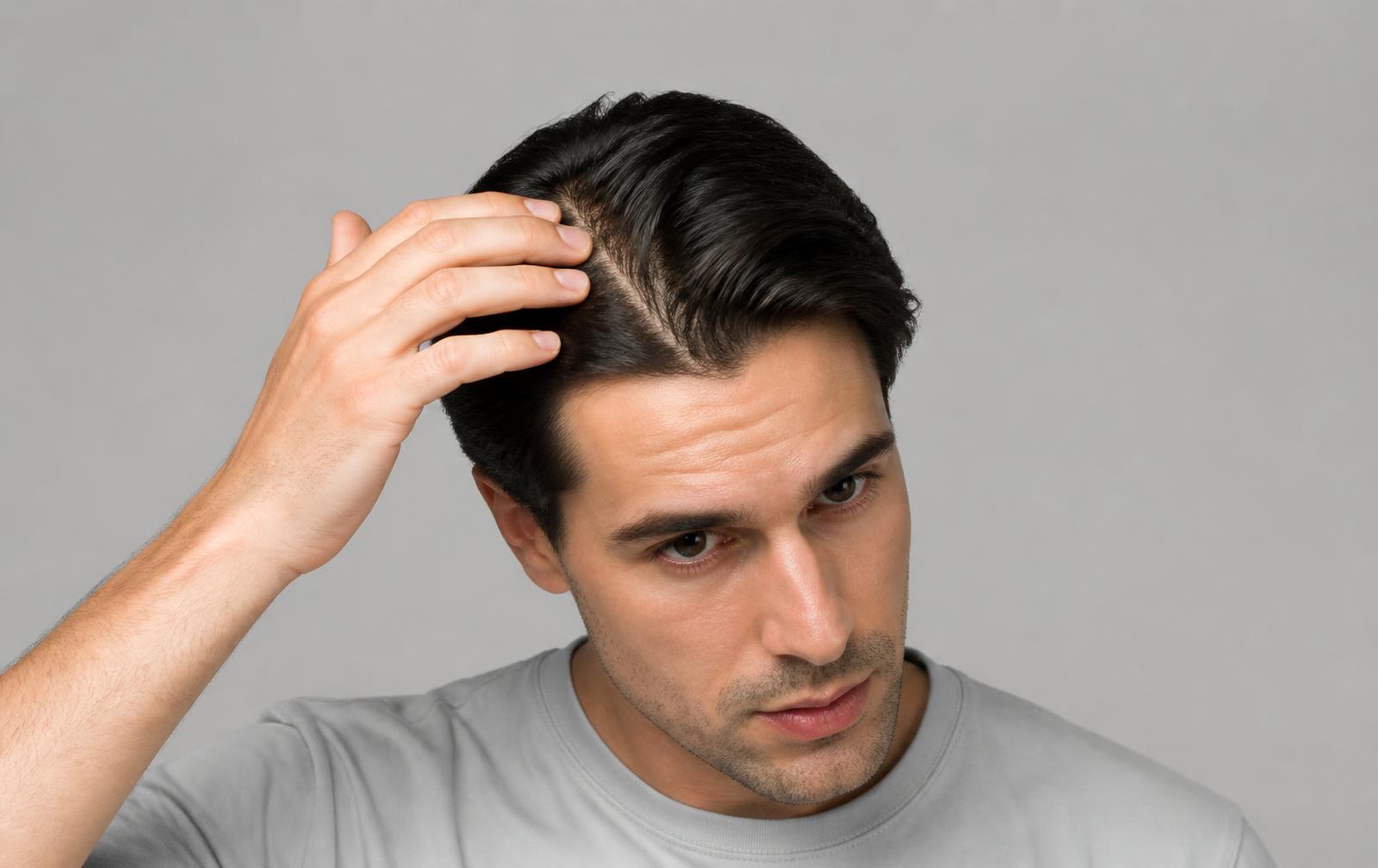 Close detail of dark hair showing shine at the roots