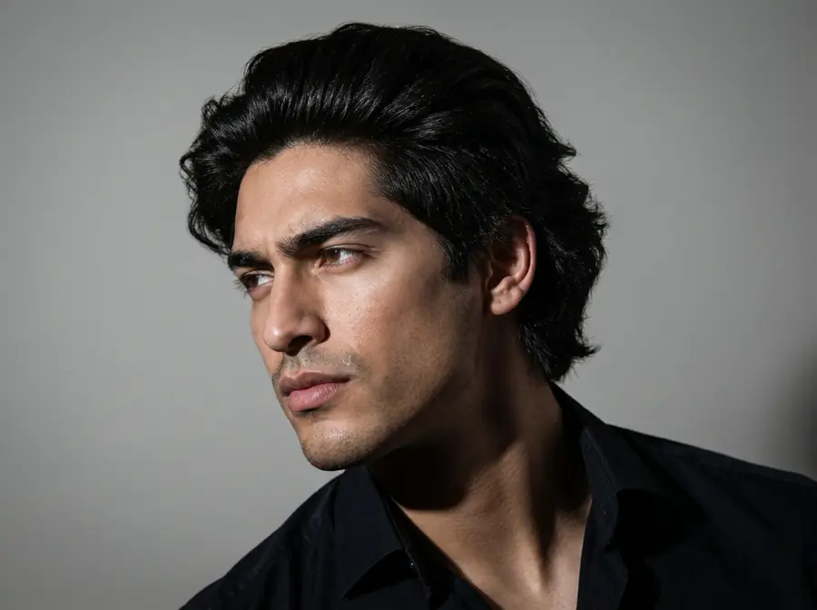 Dense straight hair pushing back toward its natural growth direction